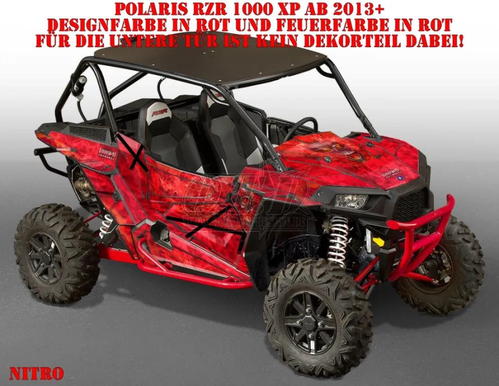Nitro Rot, Feuerfarbe = Dekorfarbe für Polaris RZR 1000 XP/Turbo 2 Türer 2013-2018
